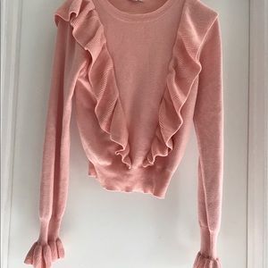 Rachel parcell pink ruffle sweater